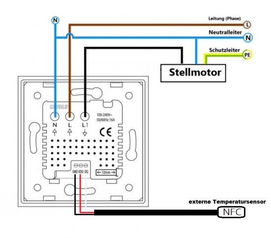 Raumthermostat m. ext. Sensor Grau VL-C7-PS72-XQ001/SR-15 LIVOLO 