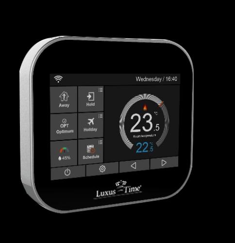 WLAN Raumthermostat Touchscreen für Fußbodenheizung, Heiß Wasser mit APP, Alexa, WiFi in Schwarz