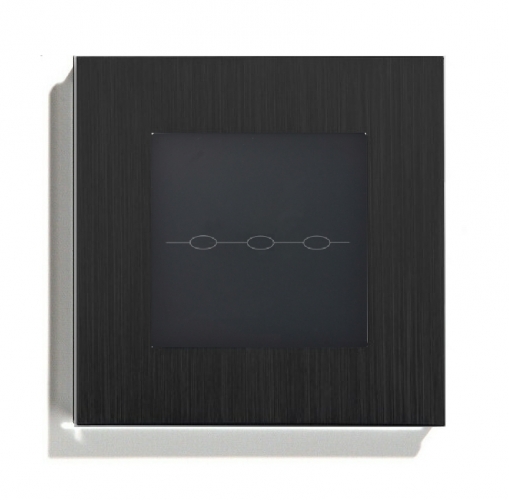 LUX Lichtschalter 3 Fach Aluminium Rahmen + Modul schwarz/schwarz LXBA1-12-LX-703-12