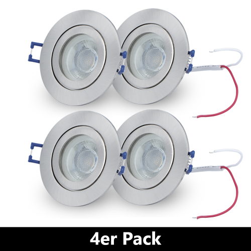 4x LED Decken-Spot in kalt-weiß mit silbernem Gehäuse IP44