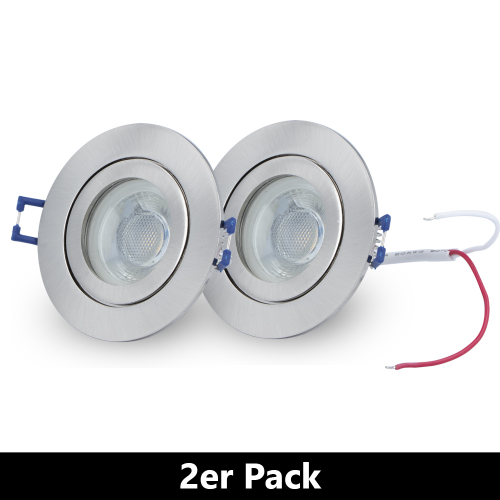 2x LED Decken-Spot in kalt-weiß mit silbernem Gehäuse IP44