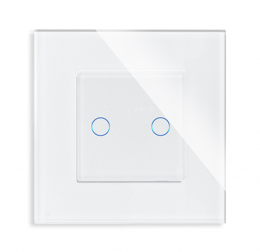POINT 2-facher Glas-Lichtschalter Weiß/Weiß LXBG1-11-P-702-11