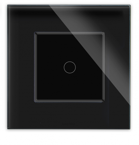 POINT Wechselschalter Kreuzschalter Glas 1 Fach Rahmen+Modul schwarz/schwarz LXBG1-12-P-701S-12