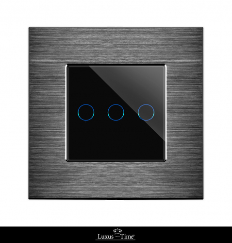 POINT   Lichtschalter Alu Touch 3 Fach schwarz/schwarz LXBA1-12-P-703-12