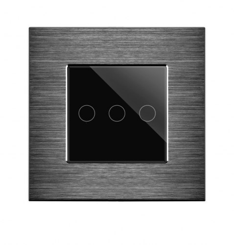 POINT   Lichtschalter Alu Touch 3 Fach schwarz/schwarz LXBA1-12-P-703-12