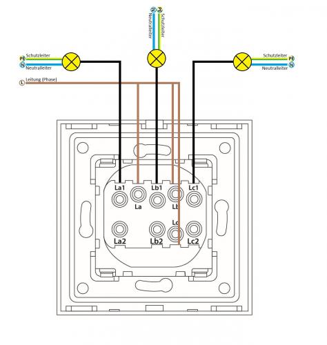 LUXUS-TIME Wipp Lichtschalter Modul 3 Fach in Gold LX-103M-13