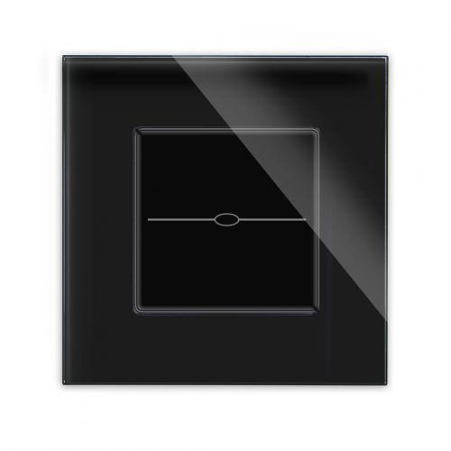 LUXUS-TIME WiFi Lichtschalter WLAN 1 Fach Glas Rahmen + Modul schwarz/schwarz LXBG1-12-LX-PWM1-12