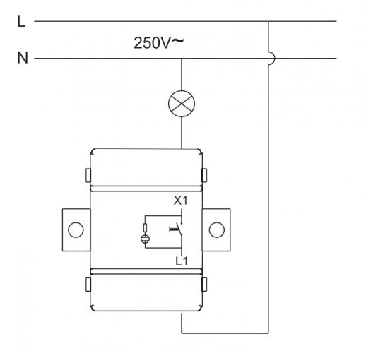 LINA Taster / Klingel + Leuchte VDE für Unterputz WEIß Rahmen H1-C113M+H1-C001