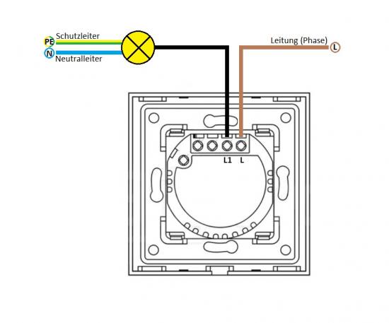 LUX Funk Lichtschalter 1 Fach Aluminium Rahmen + Modul weiß/weiß LXBA1-11-LX-701R-11