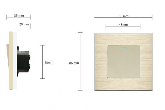 LUXUS-TIME Wipp Taster Lichtschalter 1 Fach + Alu  Rahmen gold