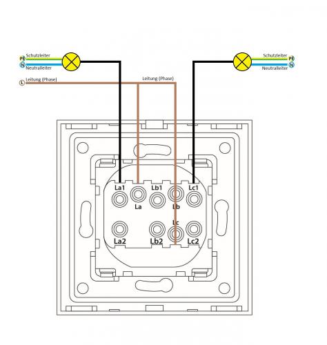 LUXUS-TIME Wipp Lichtschalter/Wechselschalter 2 Fach + Alu Rahmen gold