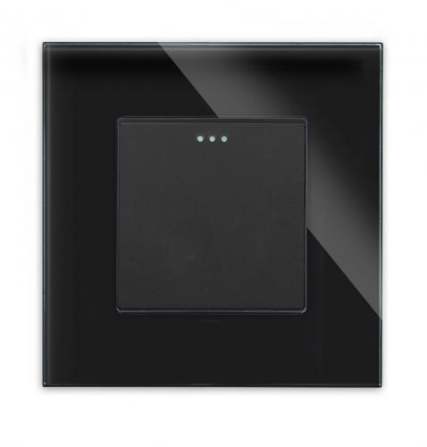 LUX Wipp Taster Lichtschalter 1 Fach + Glas Rahmen Schwarz