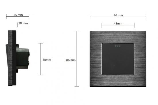 LUXUS-TIME Aluminium 1-facher Wipp-Licht-/Wechselschalter Schwarz LXBA1/LX-101M-12