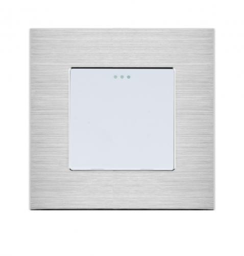 LUX Wipp Taster Lichtschalter 1 Fach + Alu  Rahmen Silber / Weiß