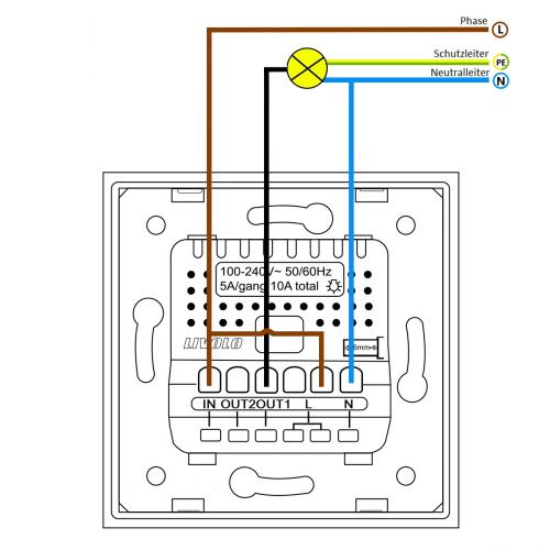 1-faches Lichtschalter Modul (Nullleiter erforderlich) VL-FC1N-2G LIVOLO