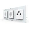 Glas 2 Steckdosen + SAT-TV-Radio VDE Unterputz Wei LINA 