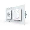 Glas Dimmer + Steckdose VDE Unterputz Wei LT1-C35DL LINA 