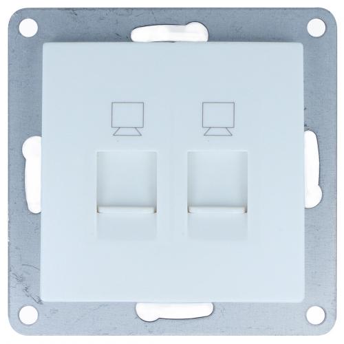 2-fache Netzwerkdose LAN RJ45 Modul Unterputz Wei LT1-C62CP LINA 