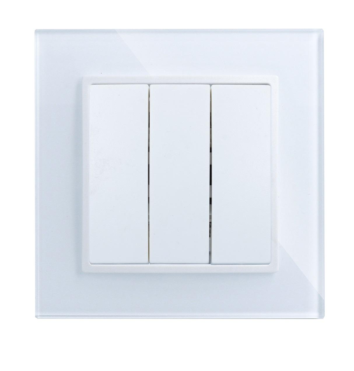 LINA Lichtschalter Wandschalter Schalter Wippe VDE für UP weiß inkls. Glasrahmen