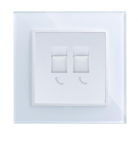 Glas Telefondose RJ11 Unterputz Wei H1-D62TE LINA 