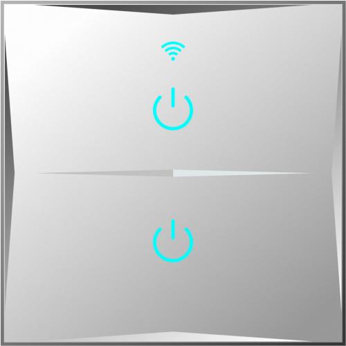 Smart Lichtschalter 2 Fach Weiß WLAN APP Touch Google Home Amazon Alexa 1x HL02-11