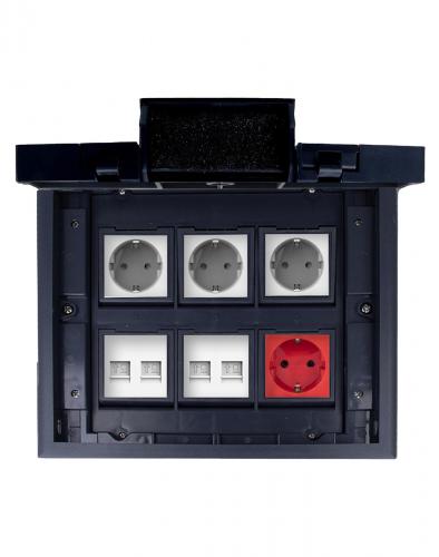 Kunststoff Bodentank + 4 Steckdosen + 4 Netzwerkdosen