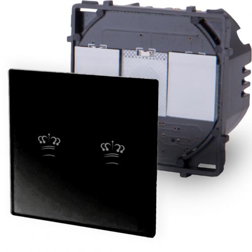 2-faches Wechselschalter / Kreuzschalter Modul Touch Schwarz K-702S-12 KRONE 