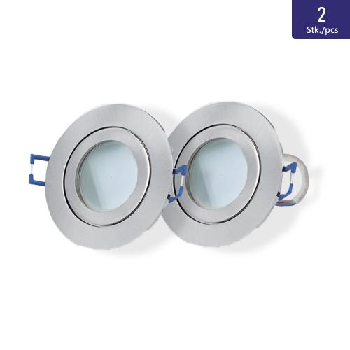 2x LED warm-wei Decken-Spot + silbernes Gehuse IP44