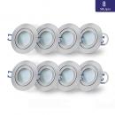 8x LED warm-wei Decken Spot + silbernes Gehuse IP44