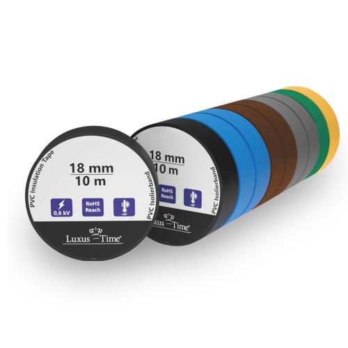 Isolierband 11m x 18mm 10er Set PVC Elektro Klebeband LUX-TAPE-99