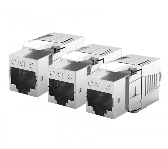 3x CAT8 Keystone Jack (LSA) RJ45 STP geschirmt