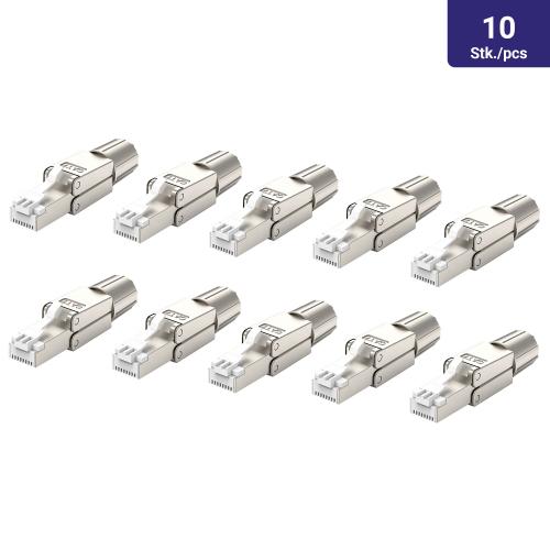 10 x CAT7 Netzwerkstecker RJ45 werkzeuglos AWG22 Stecker Ethernet LAN