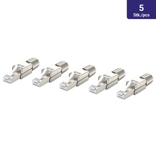 5 x CAT7 Netzwerkstecker RJ45 werkzeuglos AWG22 Stecker Ethernet LAN