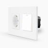 One 1-facher Lichtschalter / Wechselschalter + Steckdose Wippe Wei� LUXUS-TIME 