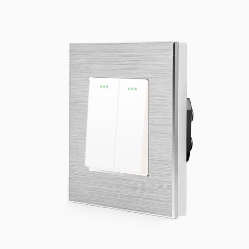 Alu 2-facher Taster Wipptaster inkl. Alurahmen Wei� LX-102B-BA1-11 LUXUS TIME