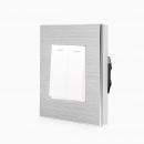 Alu 2-facher Taster Wipptaster inkl. Alurahmen Wei� LX-102B-BA1-11 LUXUS TIME