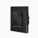 Alu 2-facher Taster Wipptaster inkl. Alurahmen Schwarz LX-102B-BA1-12 LUXUS TIME