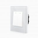 Alu 2-facher Taster Wipptaster inkl. Glasrahmen Wei� LX-102B-BG1-11 LUXUS TIME