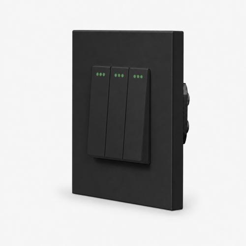 One 3-facher Lichtschalter Wippe Schwarz LUXUS-TIME 