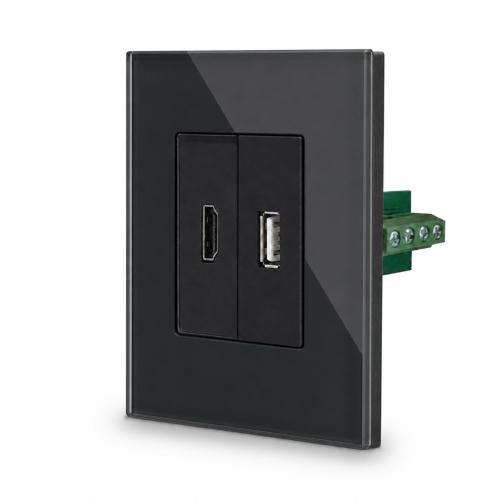 Glas USB Daten�bertragungs- + HDMI Modul Schwarz LUXUS-TIME 