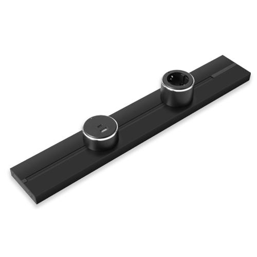 Steckdosenschienensystem Track 40cm AP + 1 Steckdose + USB Schwarz