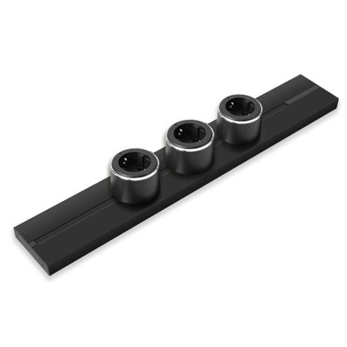 Steckdosenschienensystem Track Aufputz 50 cm + 3 Steckdosen Schwarz