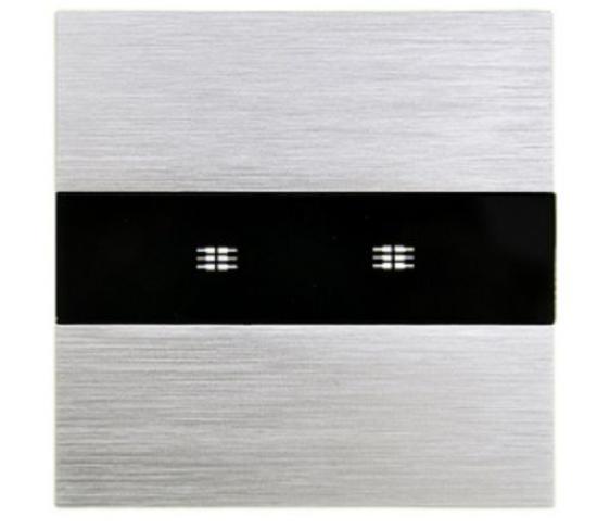 M3 Lichtschalter 2 Fach Alu Blende + Modul weiß LX-702-M302-11
