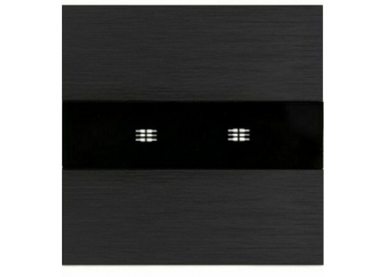 Alu 2-facher Lichtschalter Touch Schwarz LX-702-M302-12 M3 