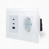 Glas USB C+A Schnellladegert 65W +  Steckdose Wei Luxus-Time