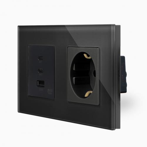 USB C+A Schnellladegert 65W Schwarz Luxus-Time