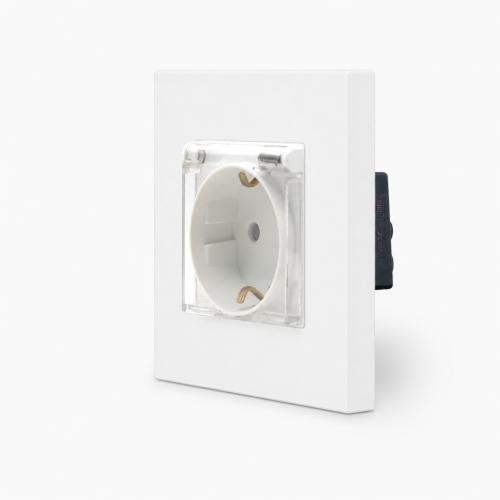 One Steckdose mit Deckel Wei� LUXUS-TIME 