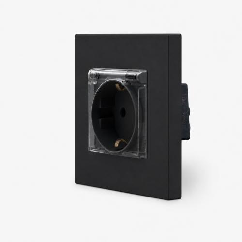 One Steckdose mit Deckel Schwarz LUXUS-TIME 