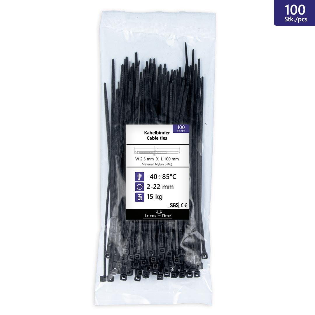 100 Stück Kabelbinder Schwarz, UV beständig Größe: 2,5X100mm