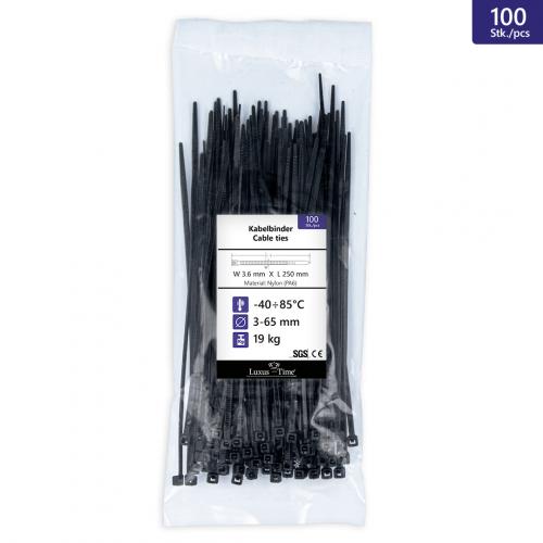 100 Stück Kabelbinder Schwarz, UV beständig Größe: 3,6X250mm